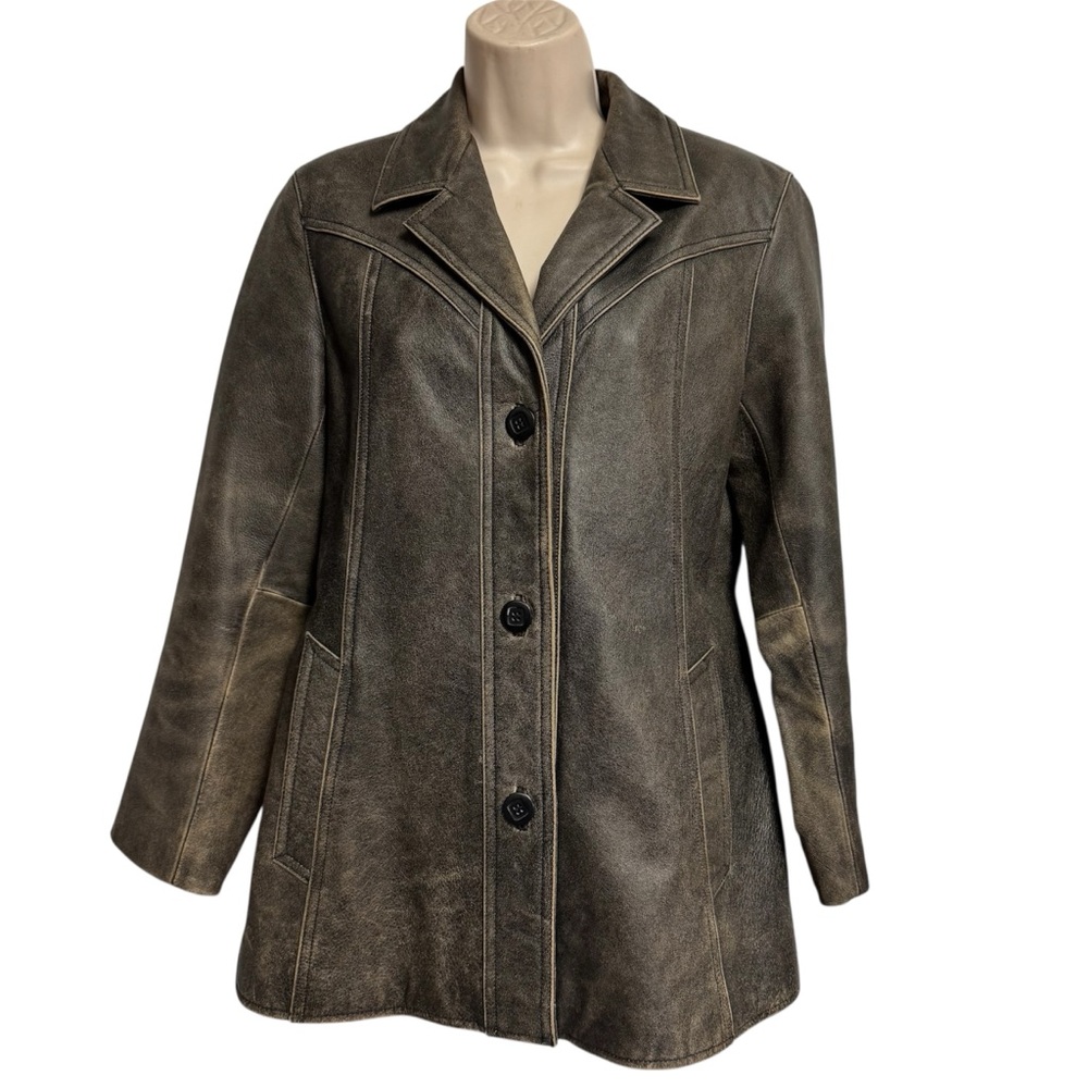 American Eagle Outfitters Brown‎ Distressed Leather Jacket M Vintage Y2K Western